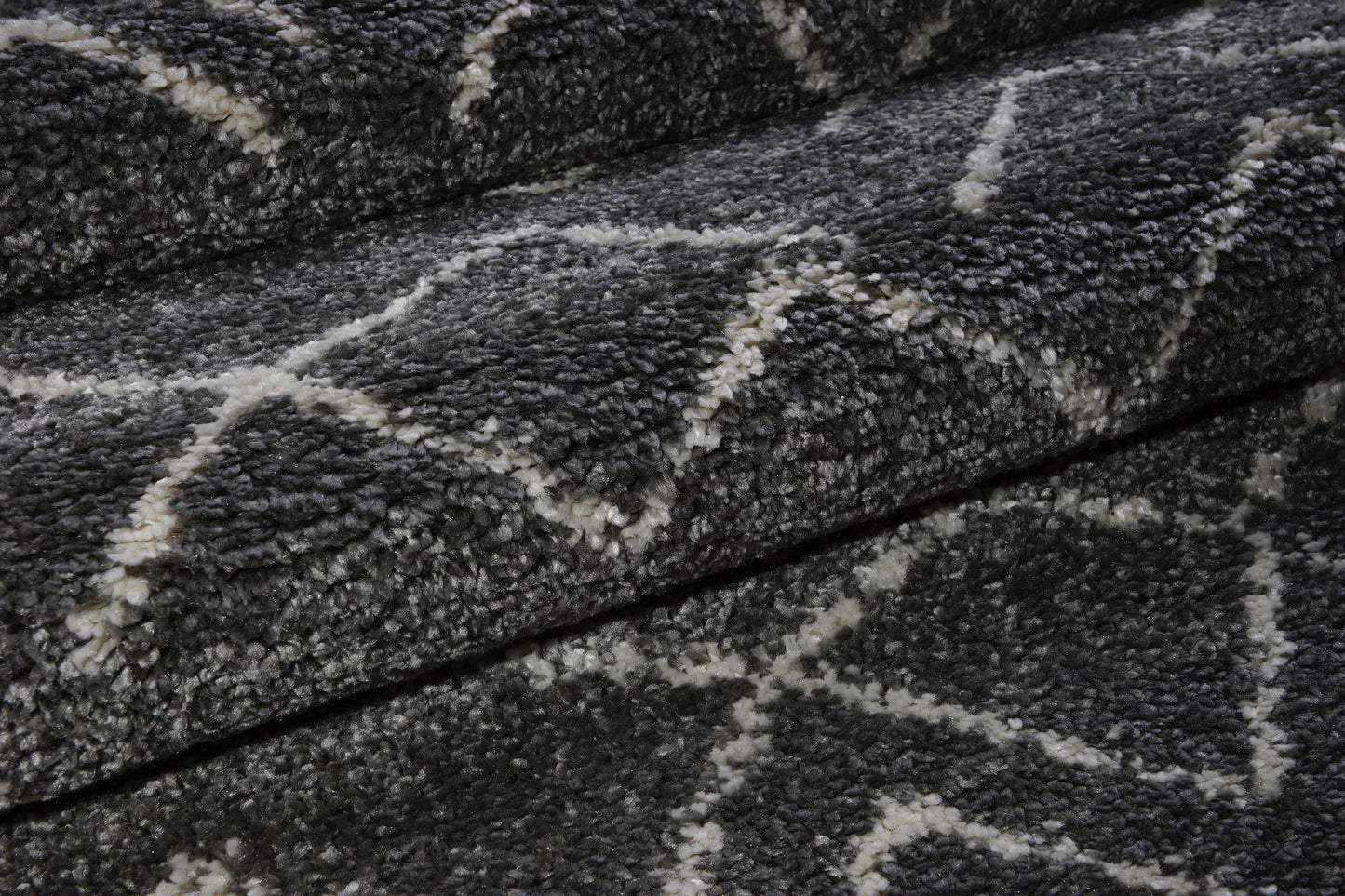 Shaggy Moroccan Dark Grey Ivory Area Rug -