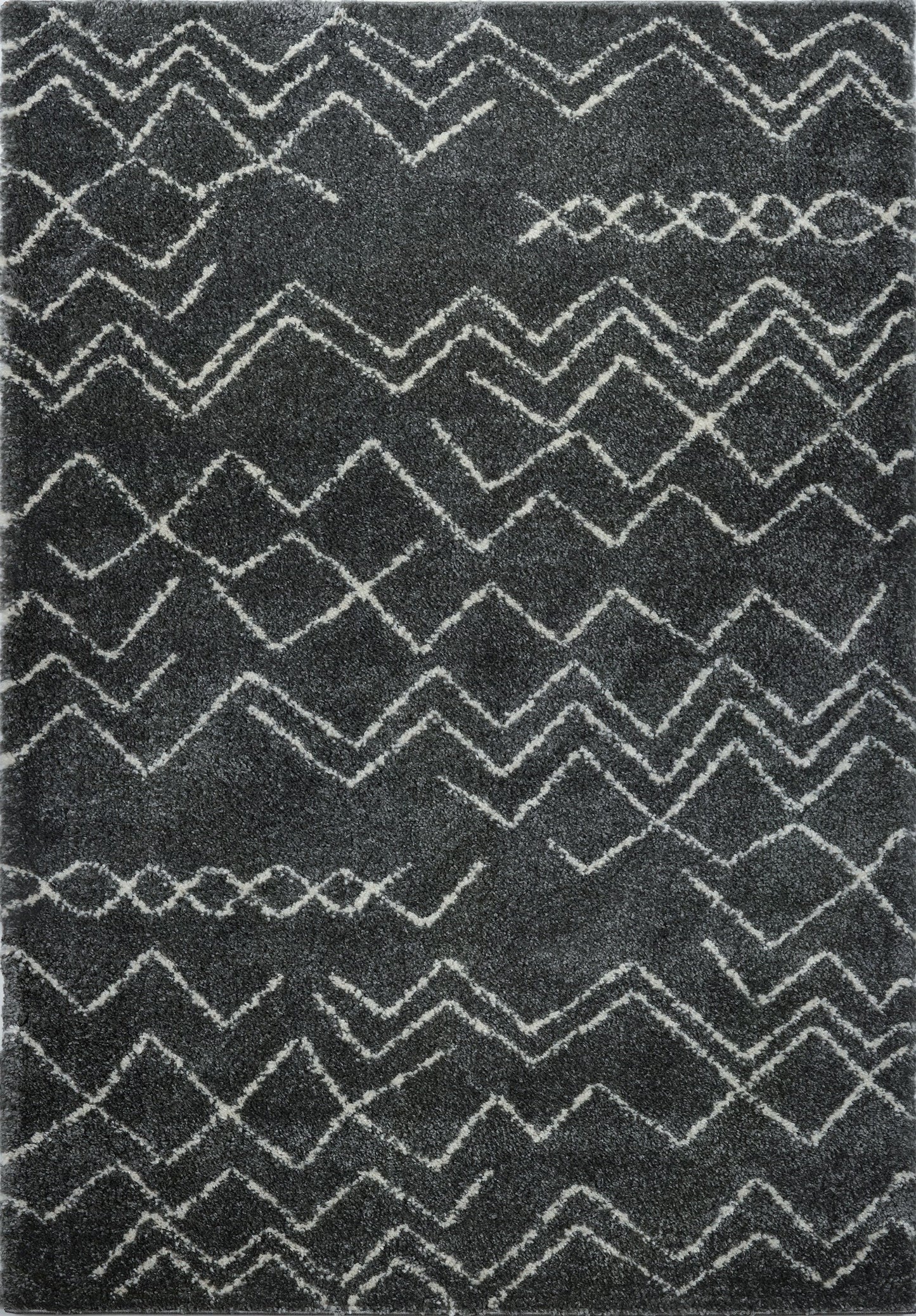 Shaggy Moroccan Dark Grey Ivory Area Rug -