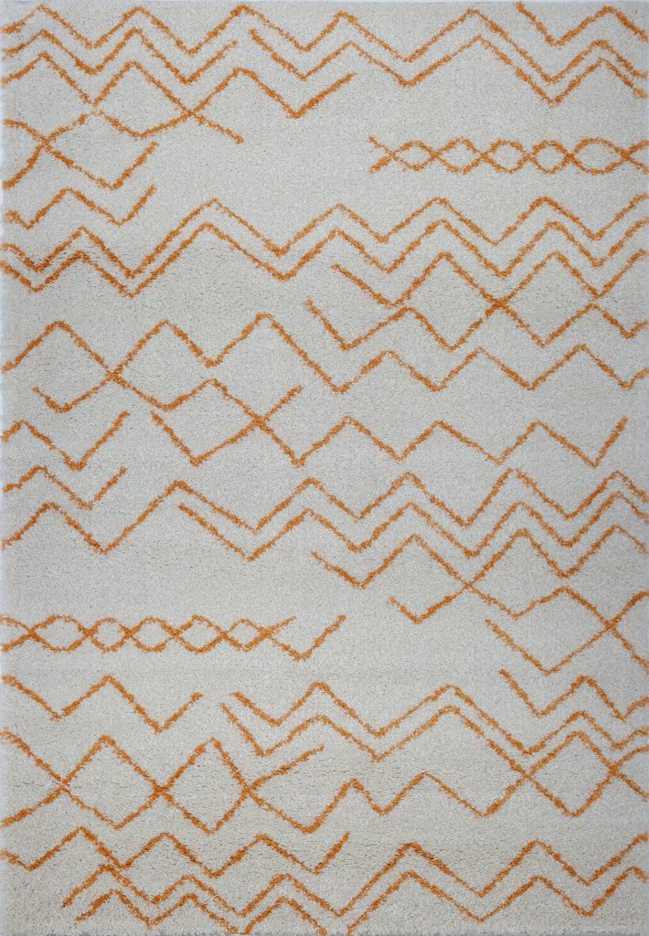 Shaggy Moroccan Ivory Orange Area Rug