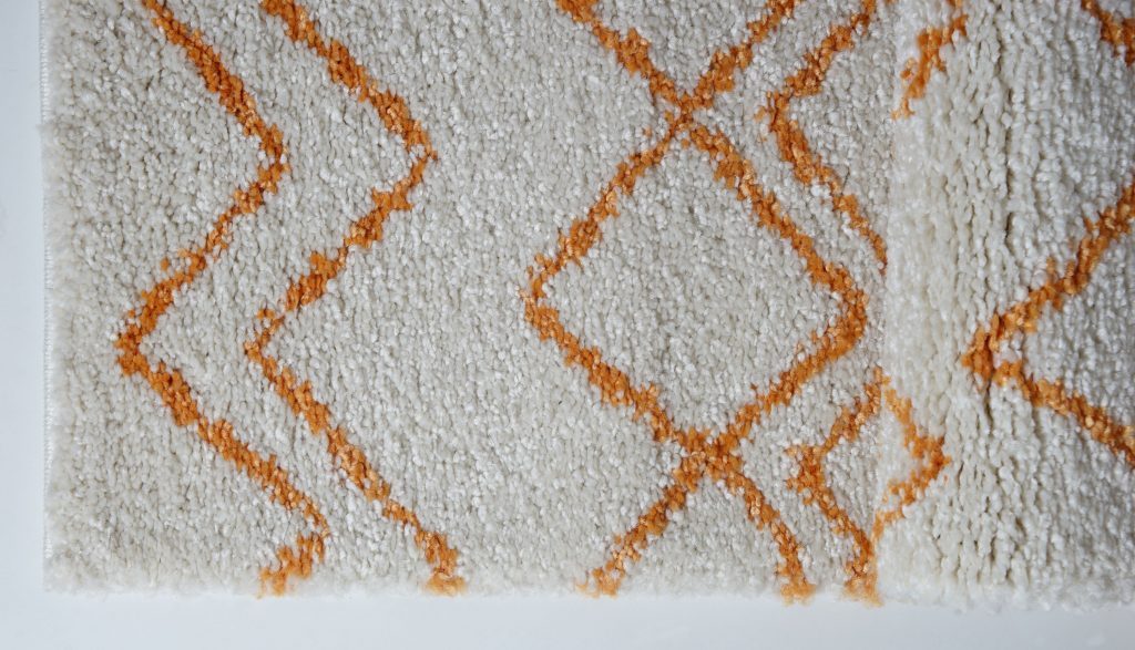 Shaggy Moroccan Ivory Orange Area Rug
