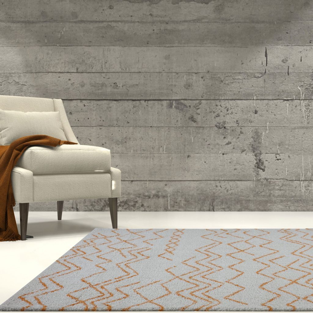 Shaggy Moroccan Ivory Orange Area Rug