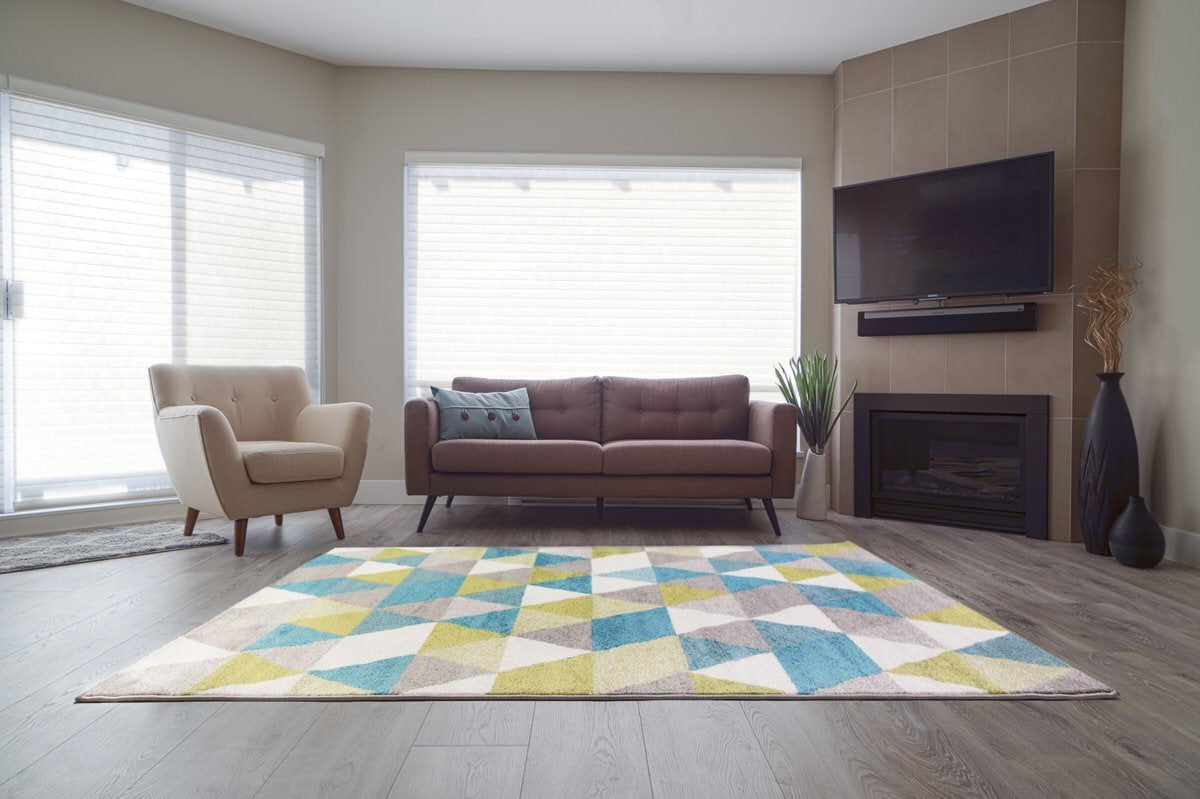 Empire Green Turquoise Triangles Area Rug