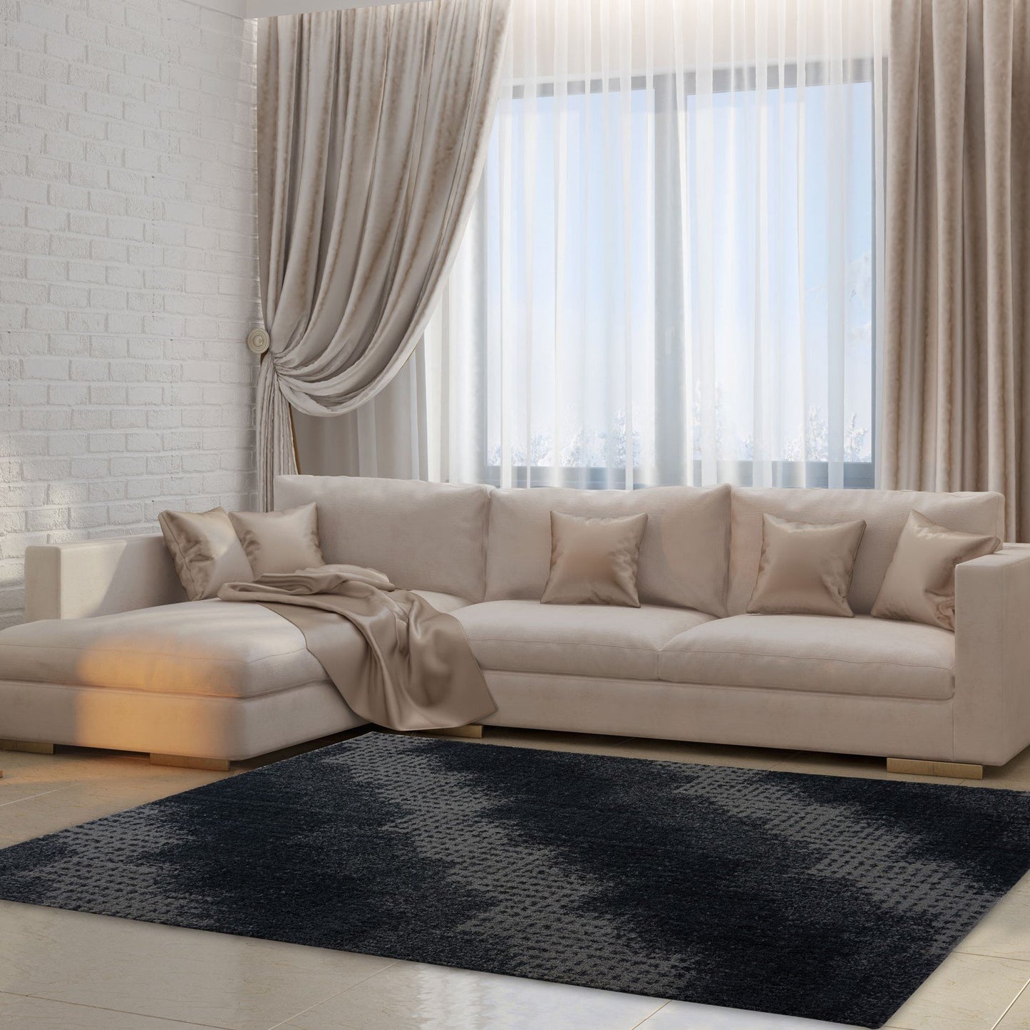 Coquitlam Shaggy Gray Micro-Polyester Area Rug -