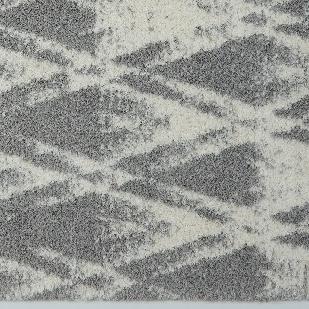 Burnaby Micro Fiber Shaggy Gray Cream Area Rug -