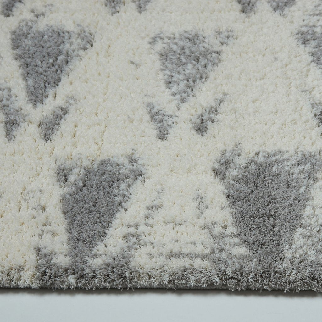 Burnaby Micro Fiber Shaggy Gray Cream Area Rug -