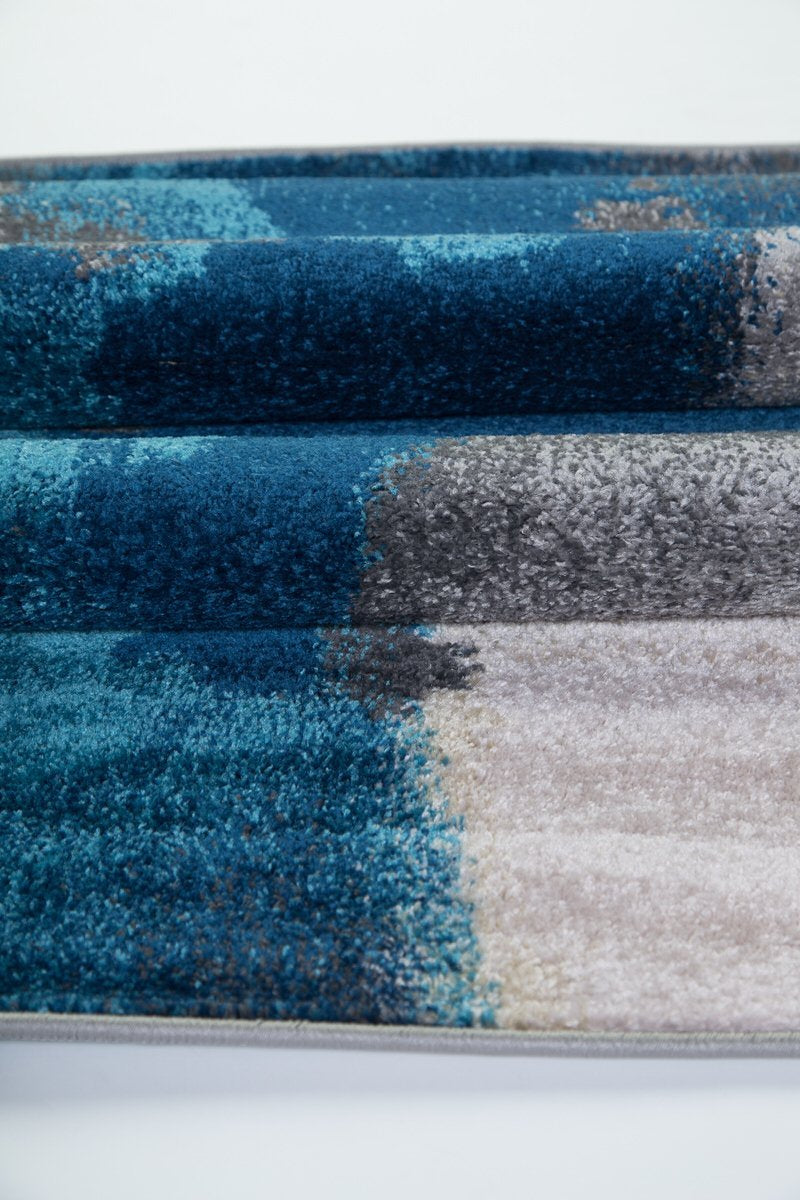 Kensington Teal Cream Grey Marble Area Rug -