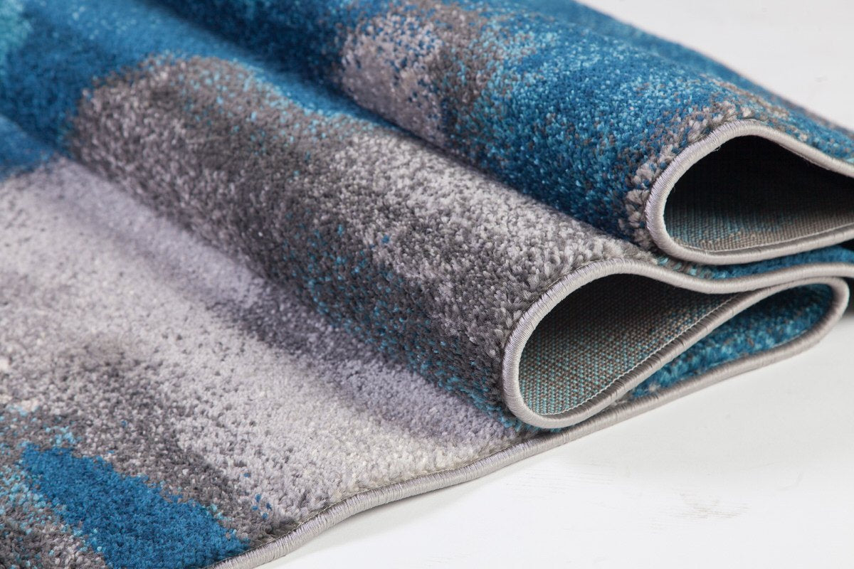 Kensington Teal Cream Grey Marble Area Rug -