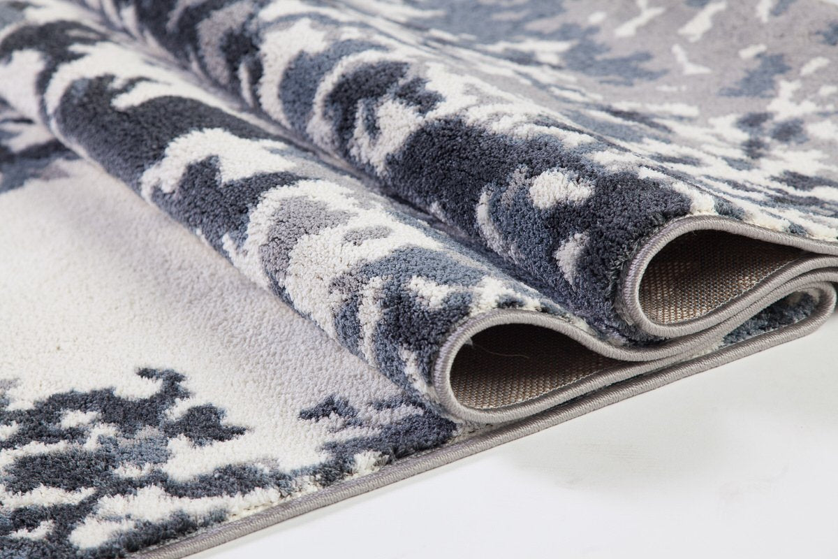 Oshawa White Grey Abstract Area Rug -