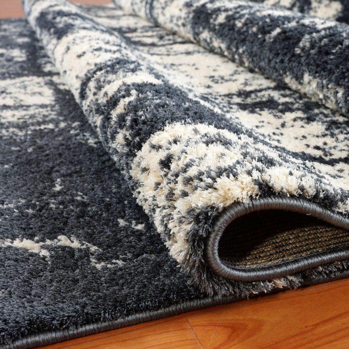 Patch Blue Grey Micro Fiber Shaggy Area Rug -