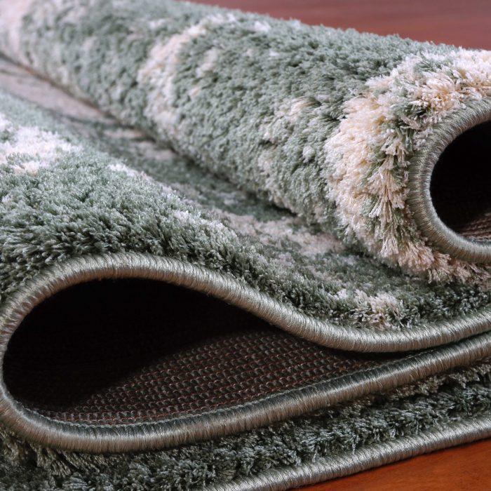 Patch Green Cream Micro Fiber Shaggy Area Rug -