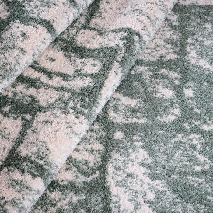 Patch Green Cream Micro Fiber Shaggy Area Rug -
