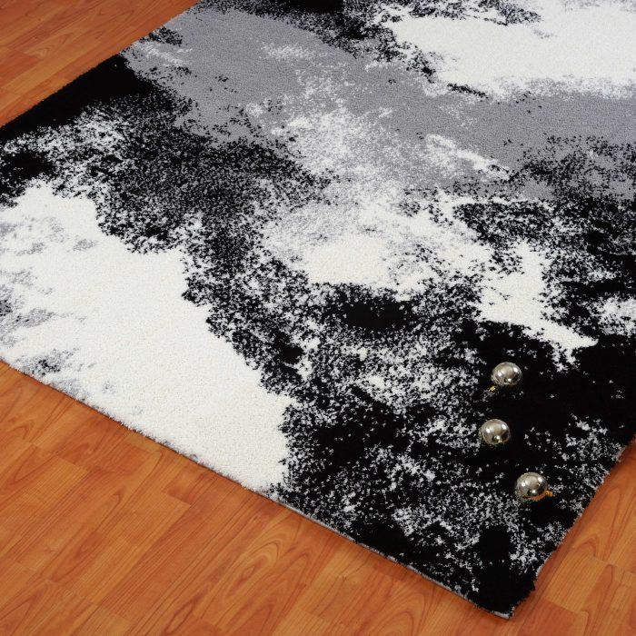 Ruby Grey Cream Micro Fiber Shaggy Area Rug -