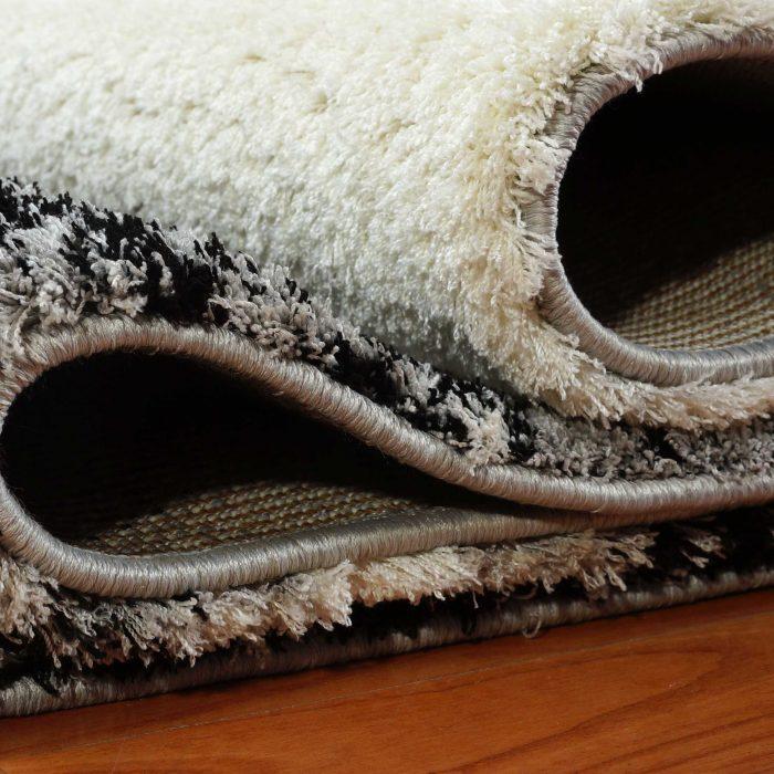 Ruby Grey Cream Micro Fiber Shaggy Area Rug -
