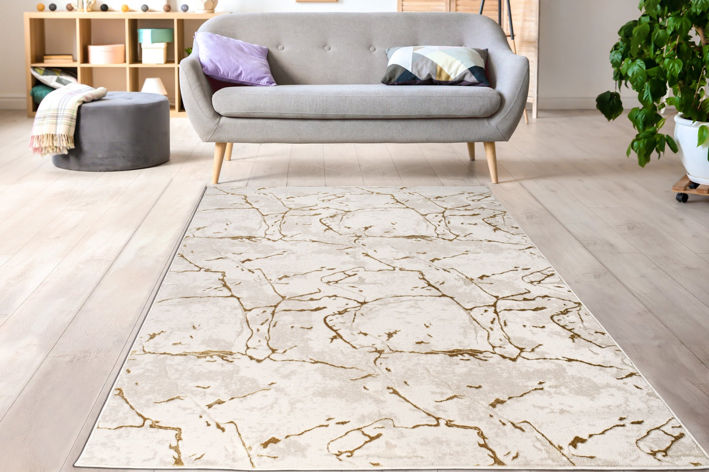 Gold and beige area rug