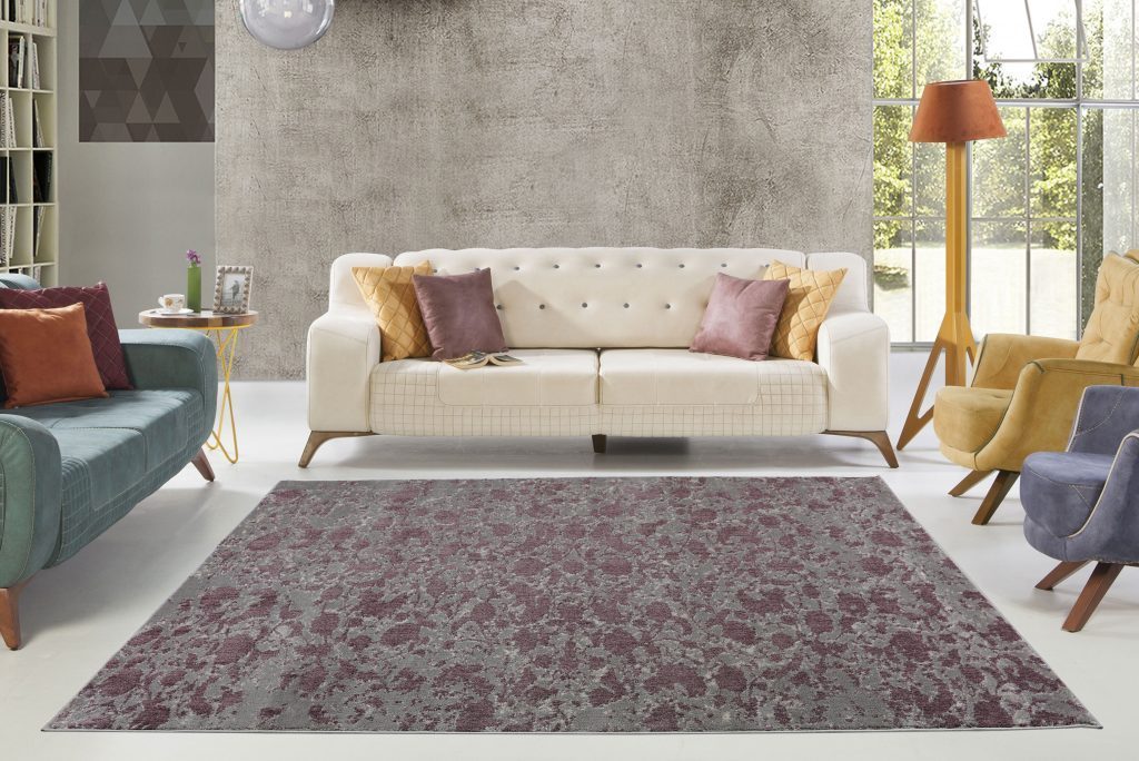 Concord Champagne Plum Gray Area Rug -