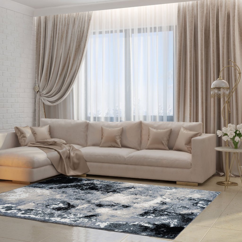 Siesta Grey Cream Abstract Area Rug -