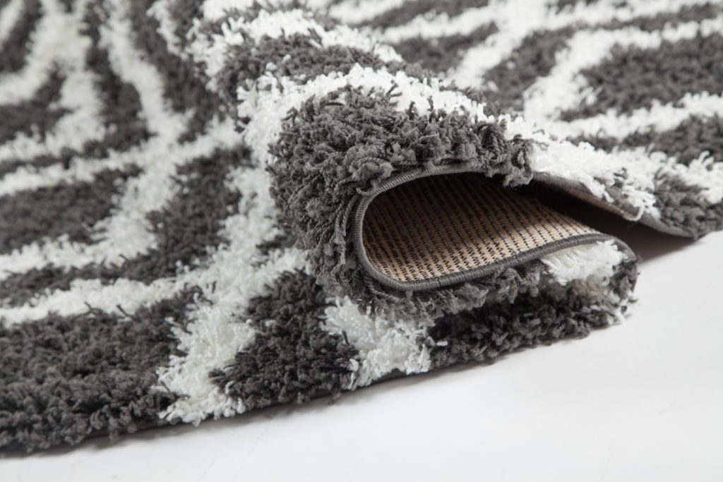 Dark Grey White Trellis Area Rug