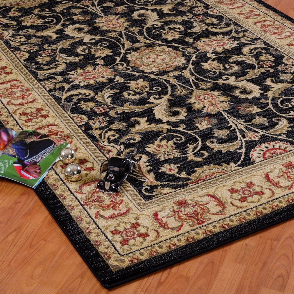Swallowtail Traditional Black Area Rug -