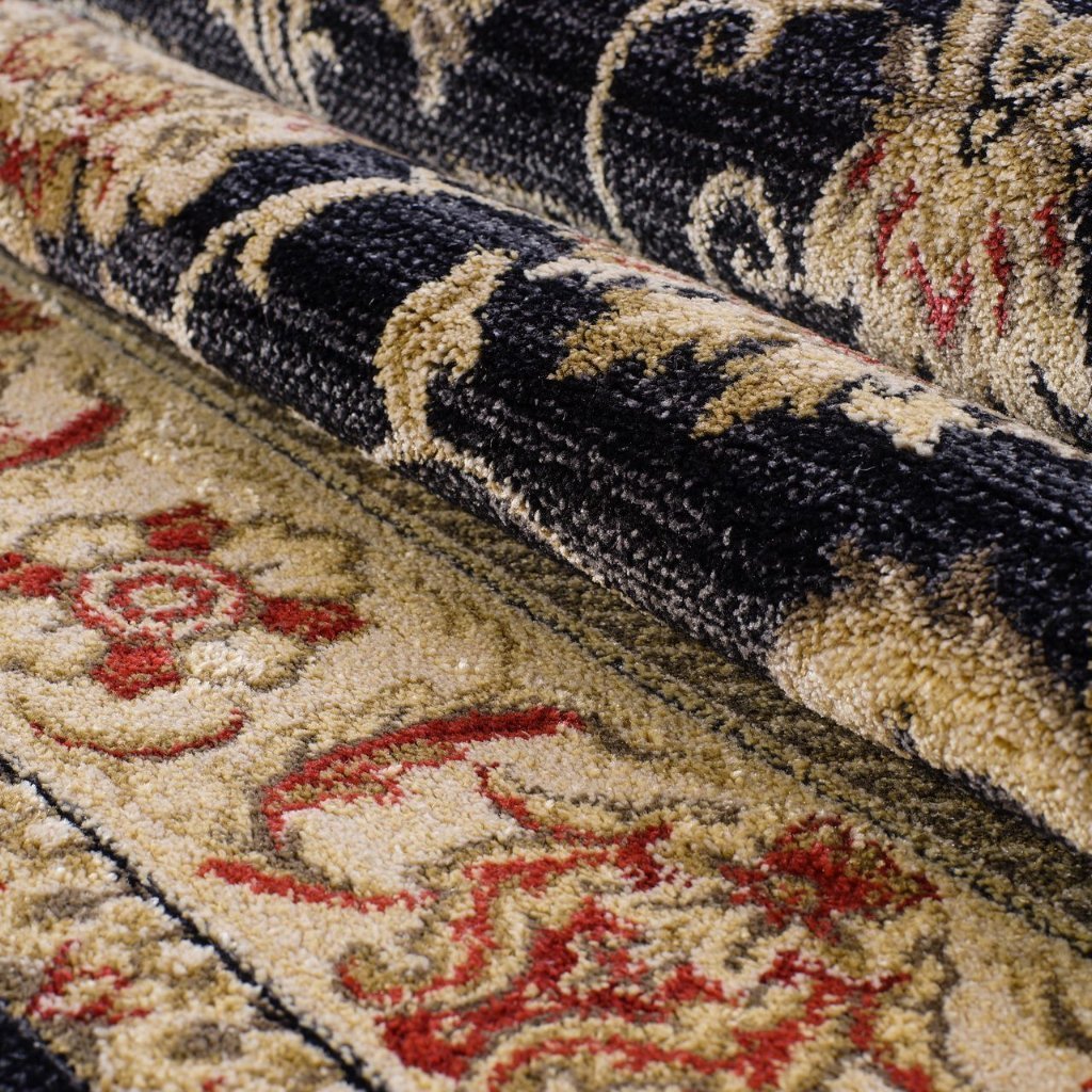 Swallowtail Traditional Black Area Rug -