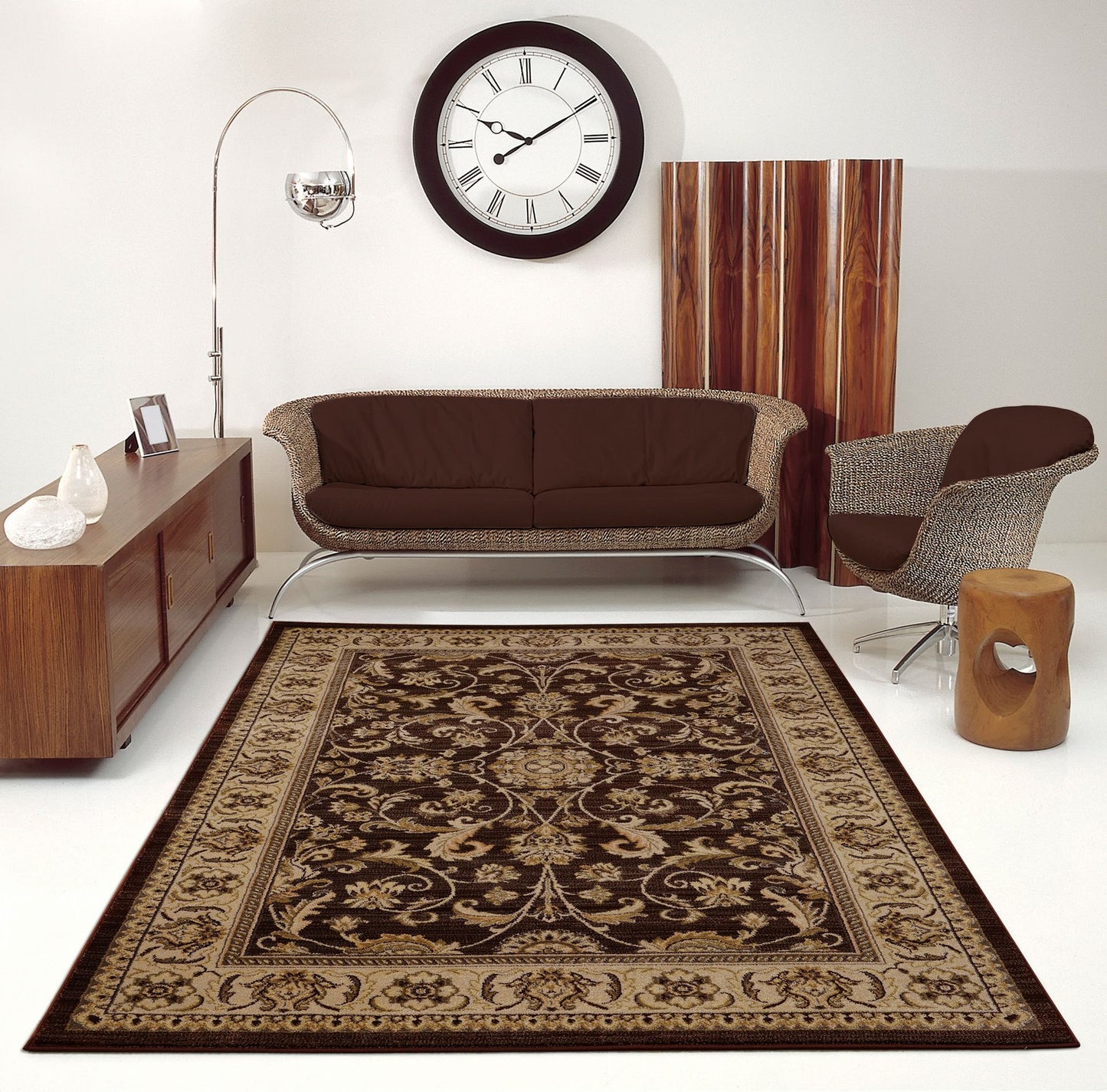 Swallowtail Oriental Brown Cream Area Rug -