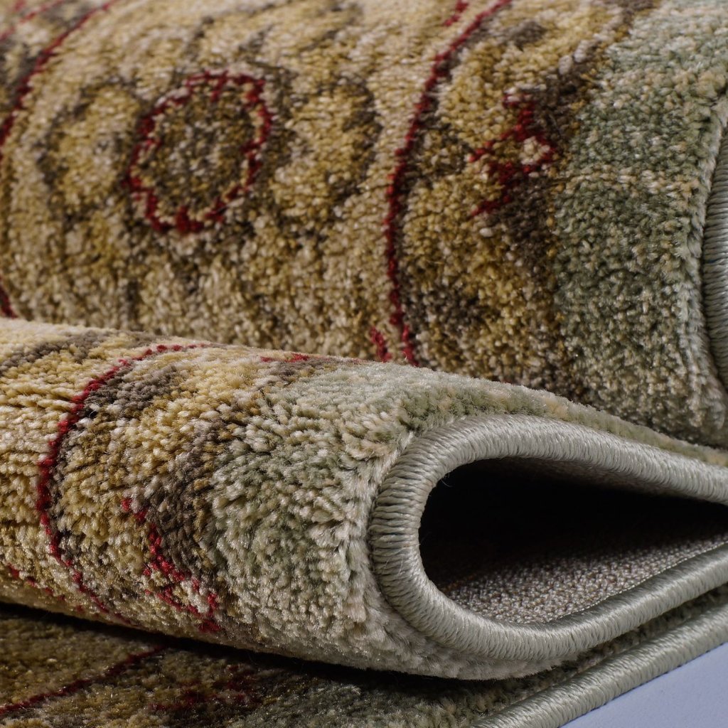Swallowtail Oriental Green and Cream Area Rug -