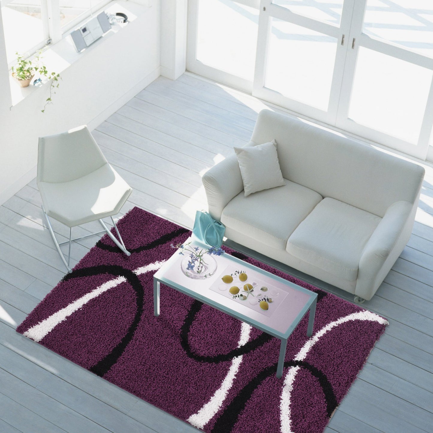 Shaggy Turkish Lilac Area Rug -