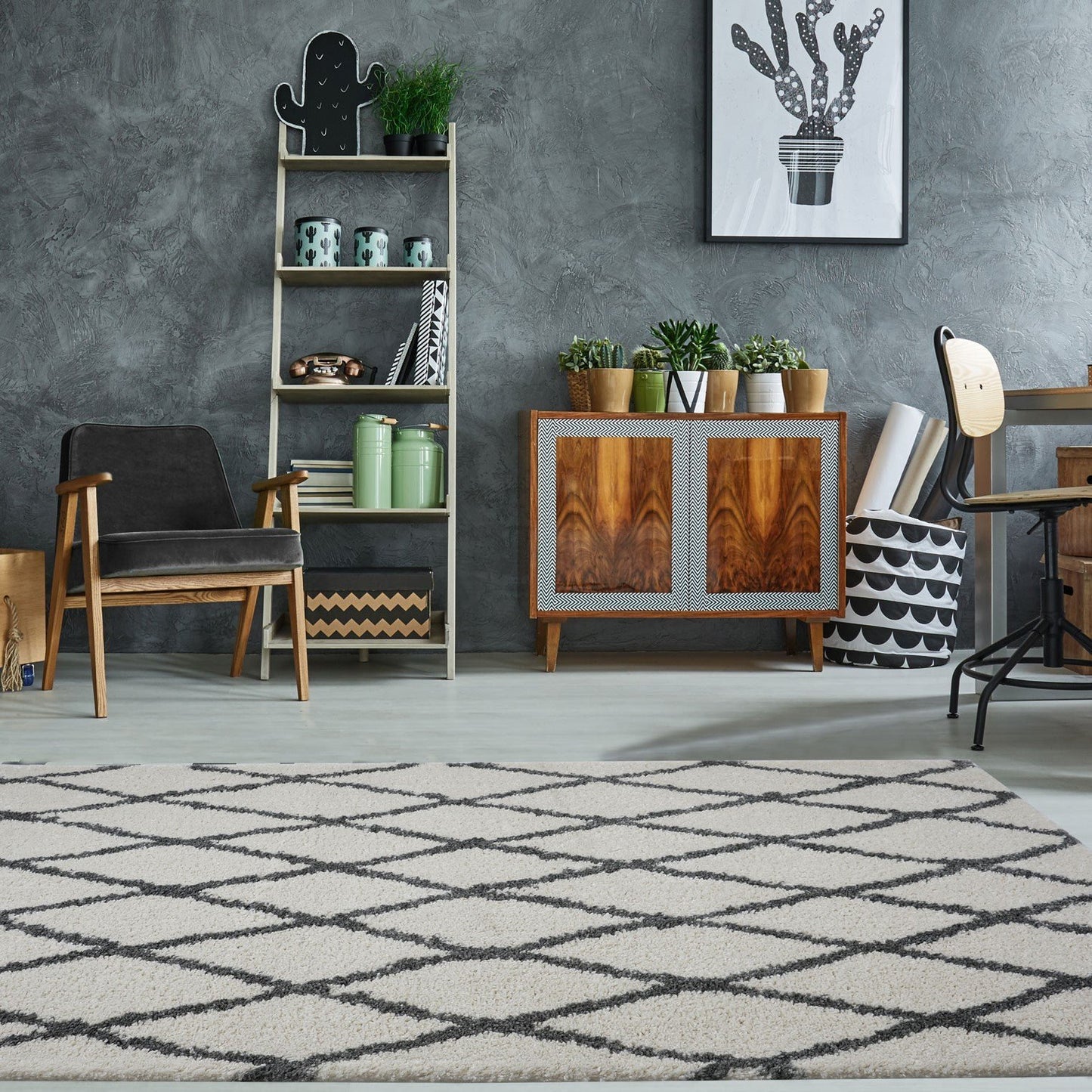 Toronto Trellis Ivory Gray Area Rug -