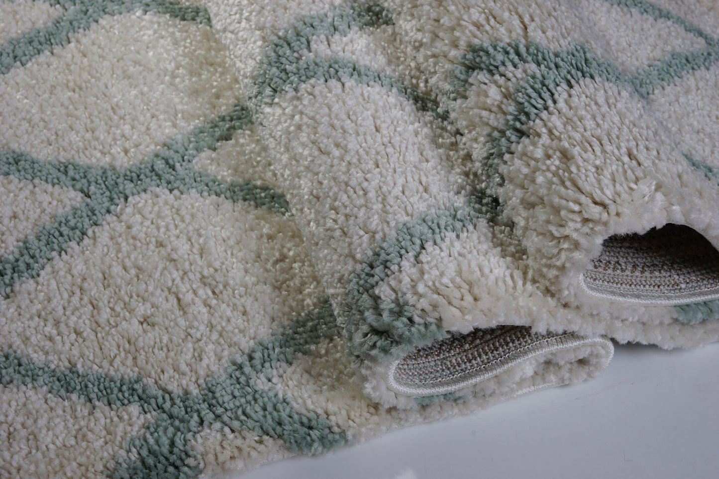 Toronto Trellis Ivory Aqua Green Area Rug -