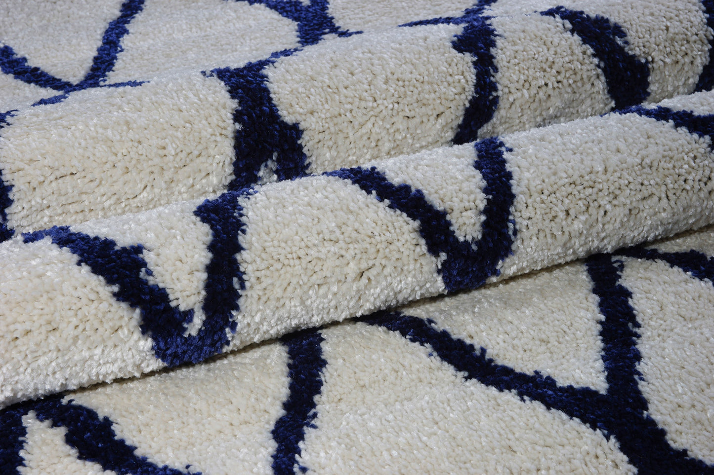 Toronto Trellis Ivory Navy Blue Area Rug -