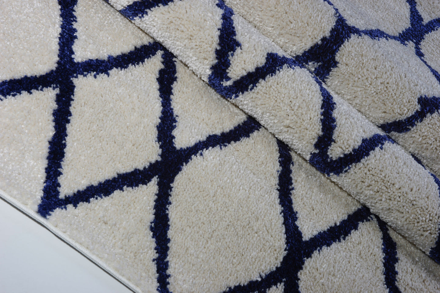 Toronto Trellis Ivory Navy Blue Area Rug -