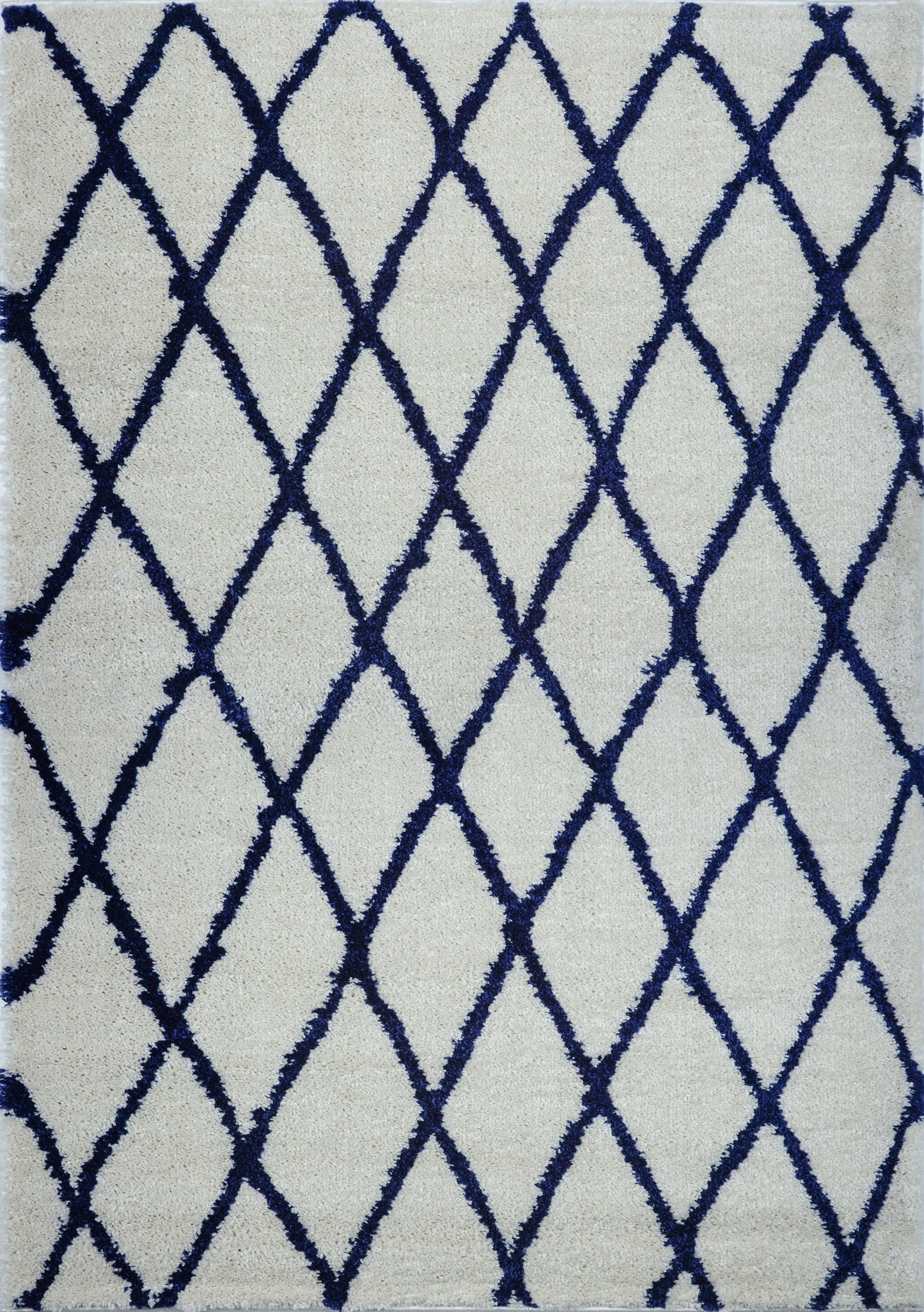 Toronto Trellis Ivory Navy Blue Area Rug -