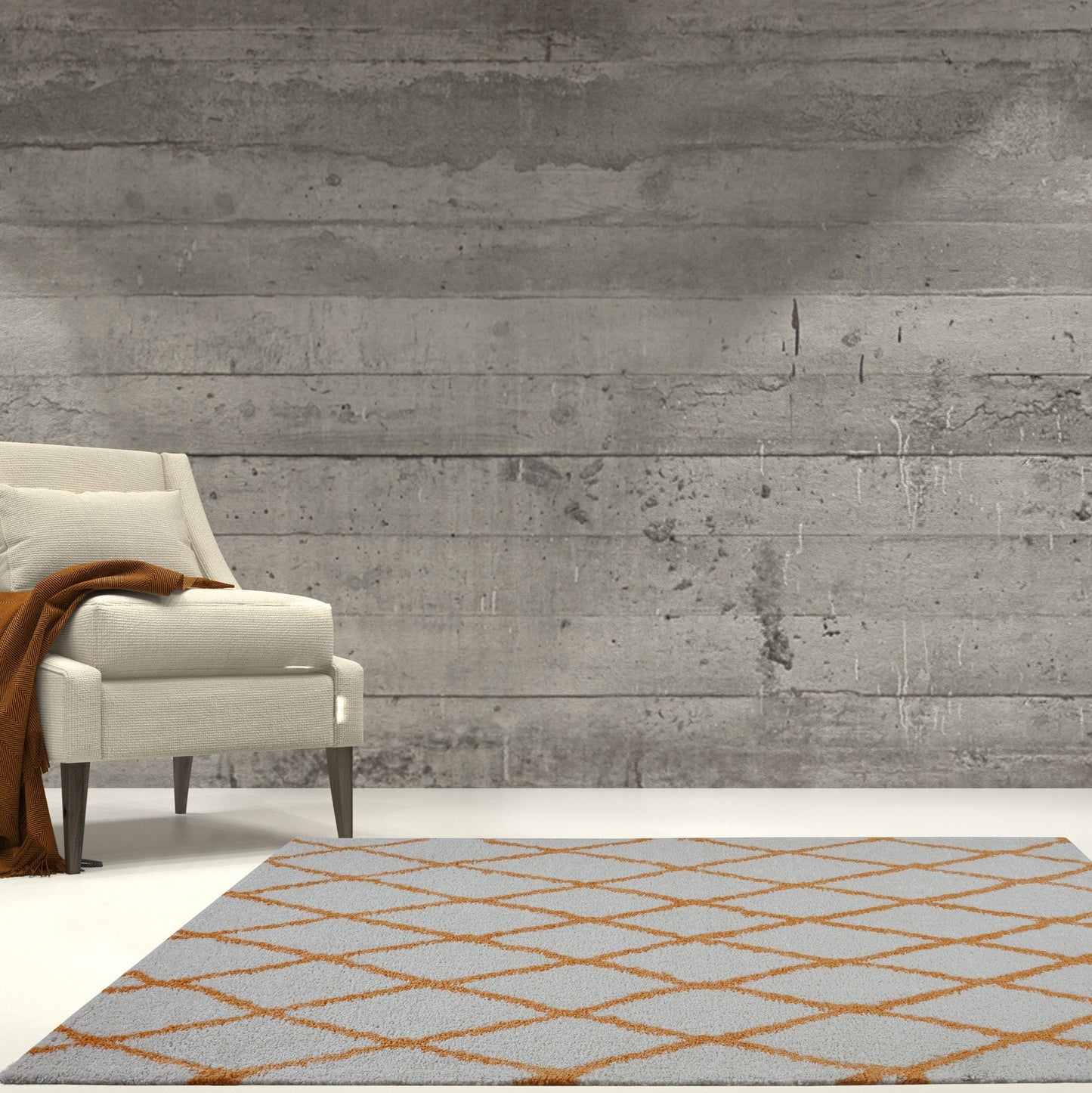 Toronto Trellis Ivory Orange Area Rug -