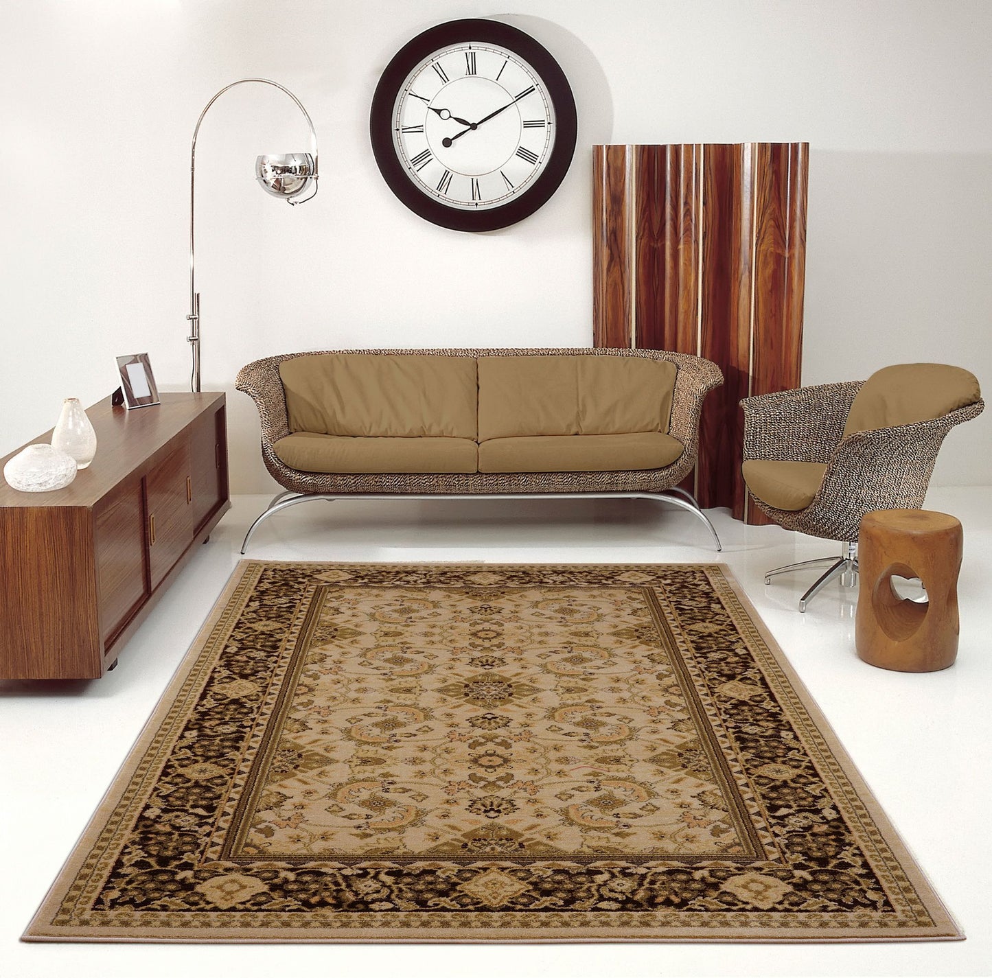 Terra Traditional Brown Cream Area Rug -