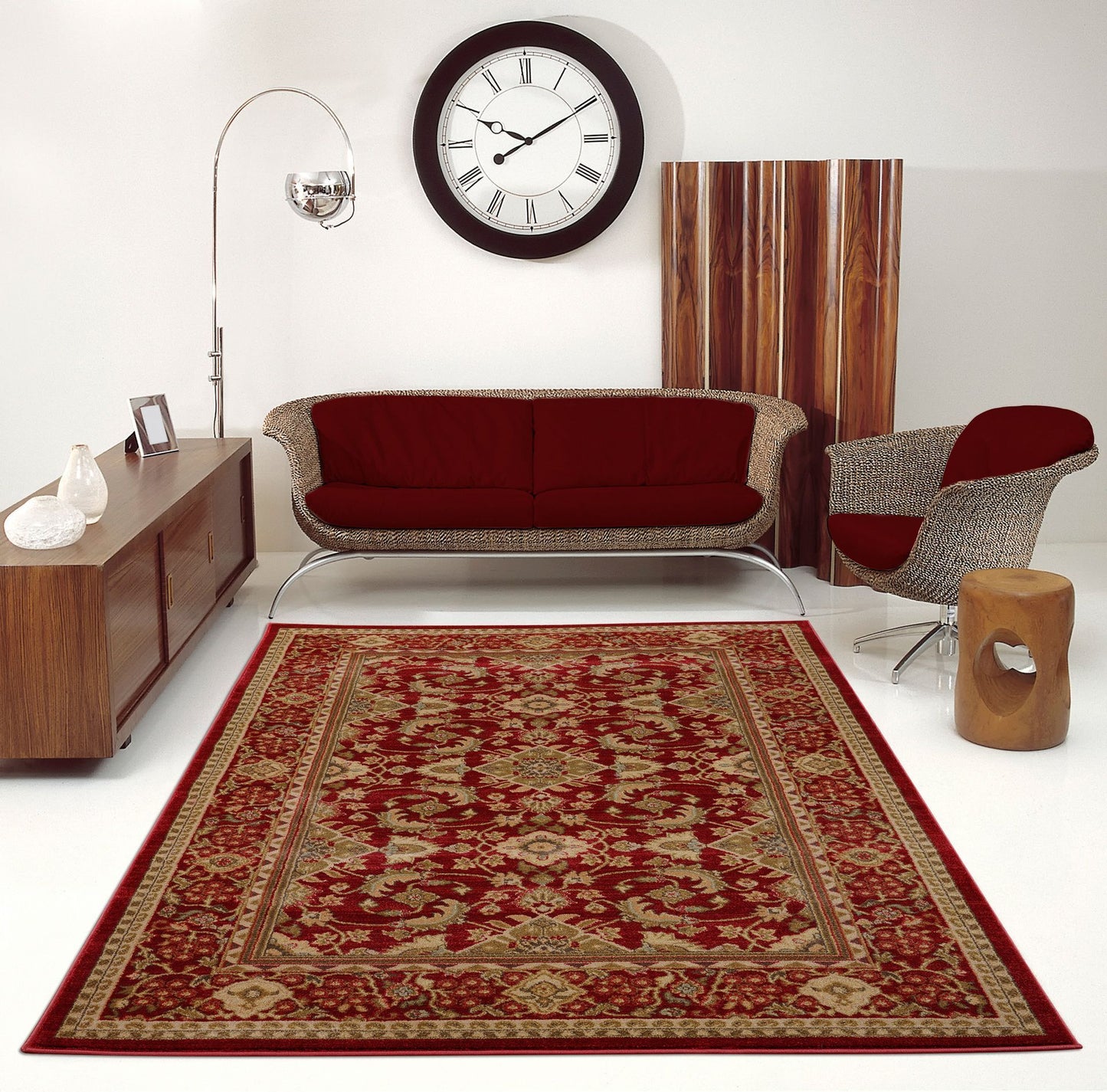 Terra Cherry Red Traditional Area Rug -