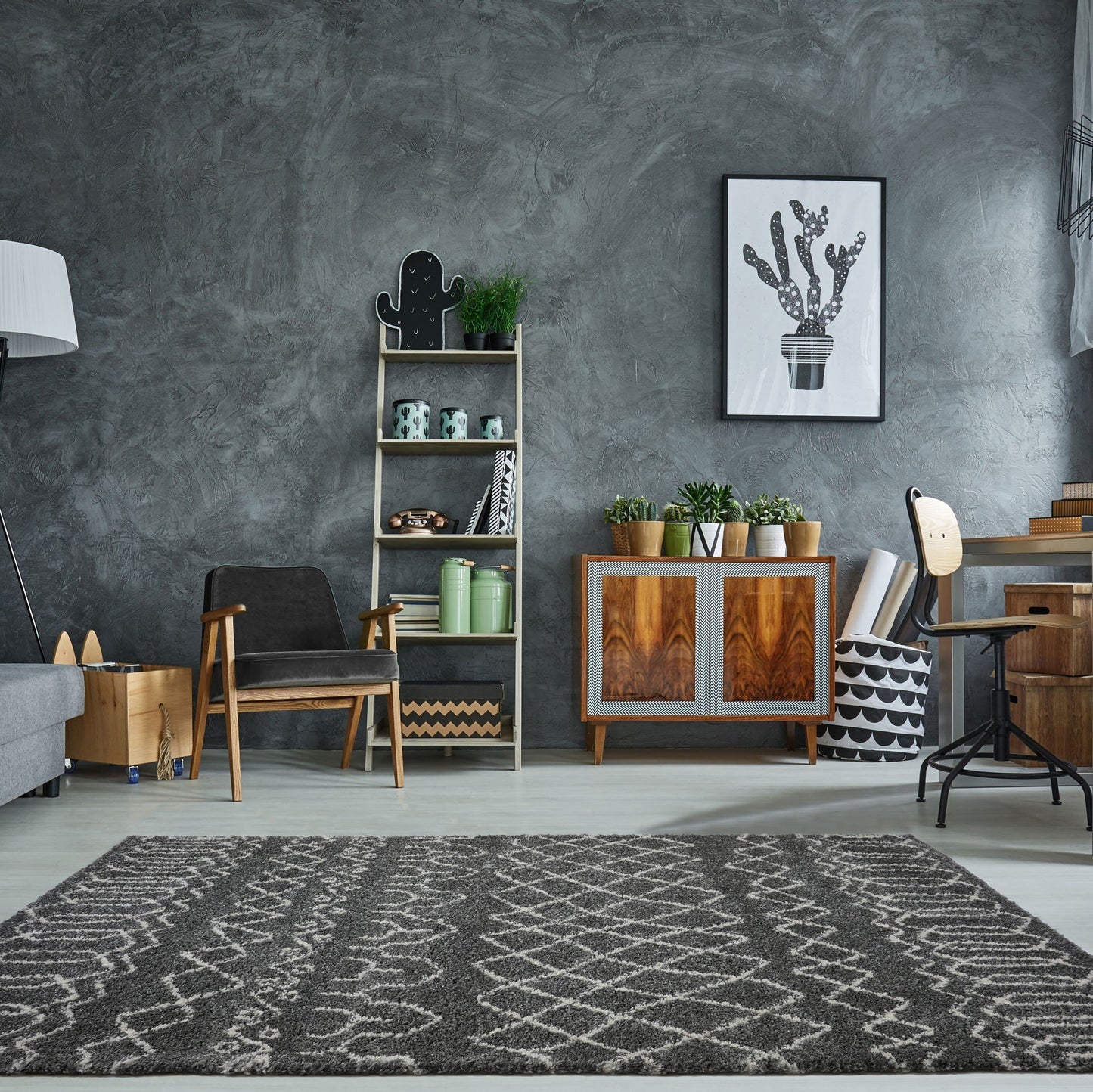Shaggy Grey Ivory Vancouver Area Rug -