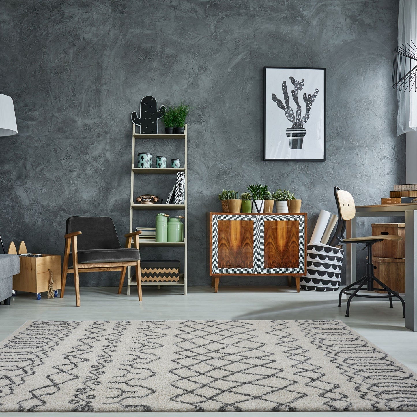 Shaggy Ivory Grey Vancouver Area Rug -