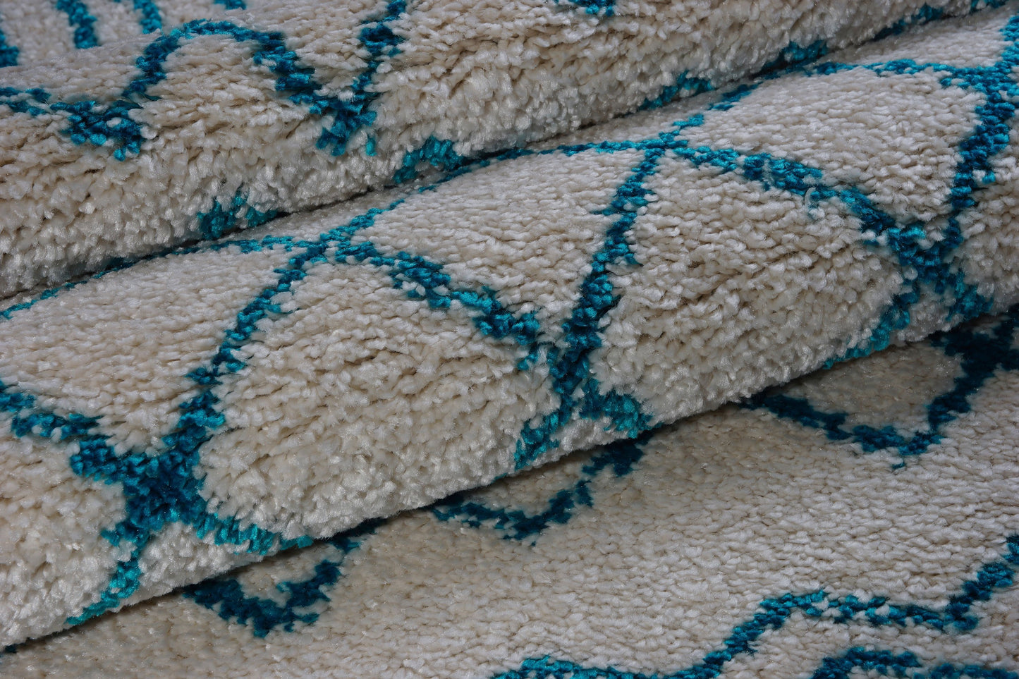 Shaggy Ivory Turquoise Vancouver Area Rug -