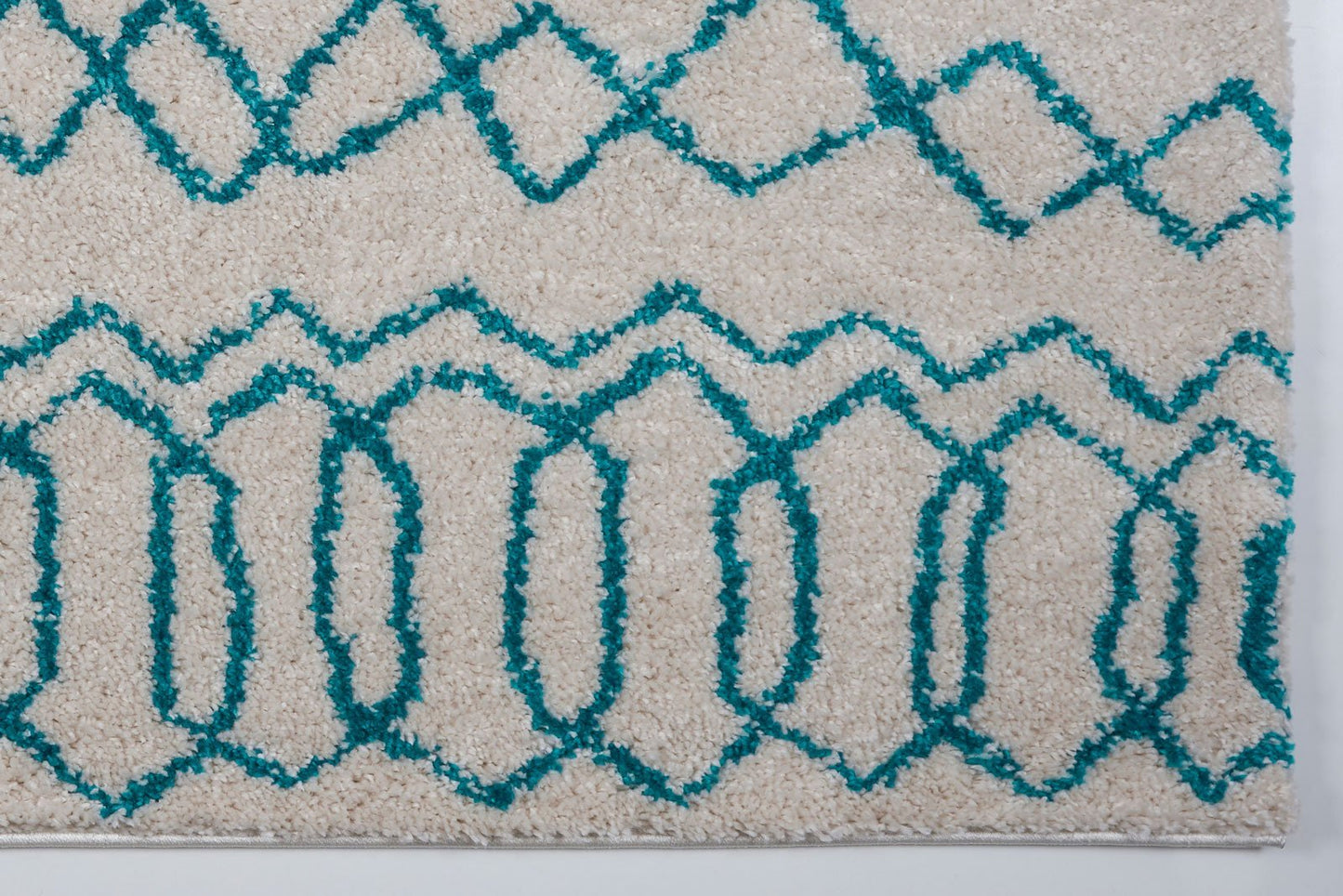 Shaggy Ivory Turquoise Vancouver Area Rug -