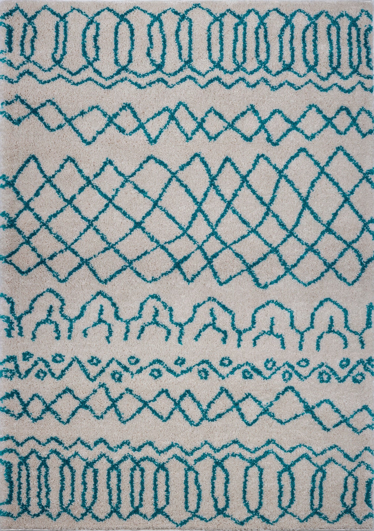 Shaggy Ivory Turquoise Vancouver Area Rug -