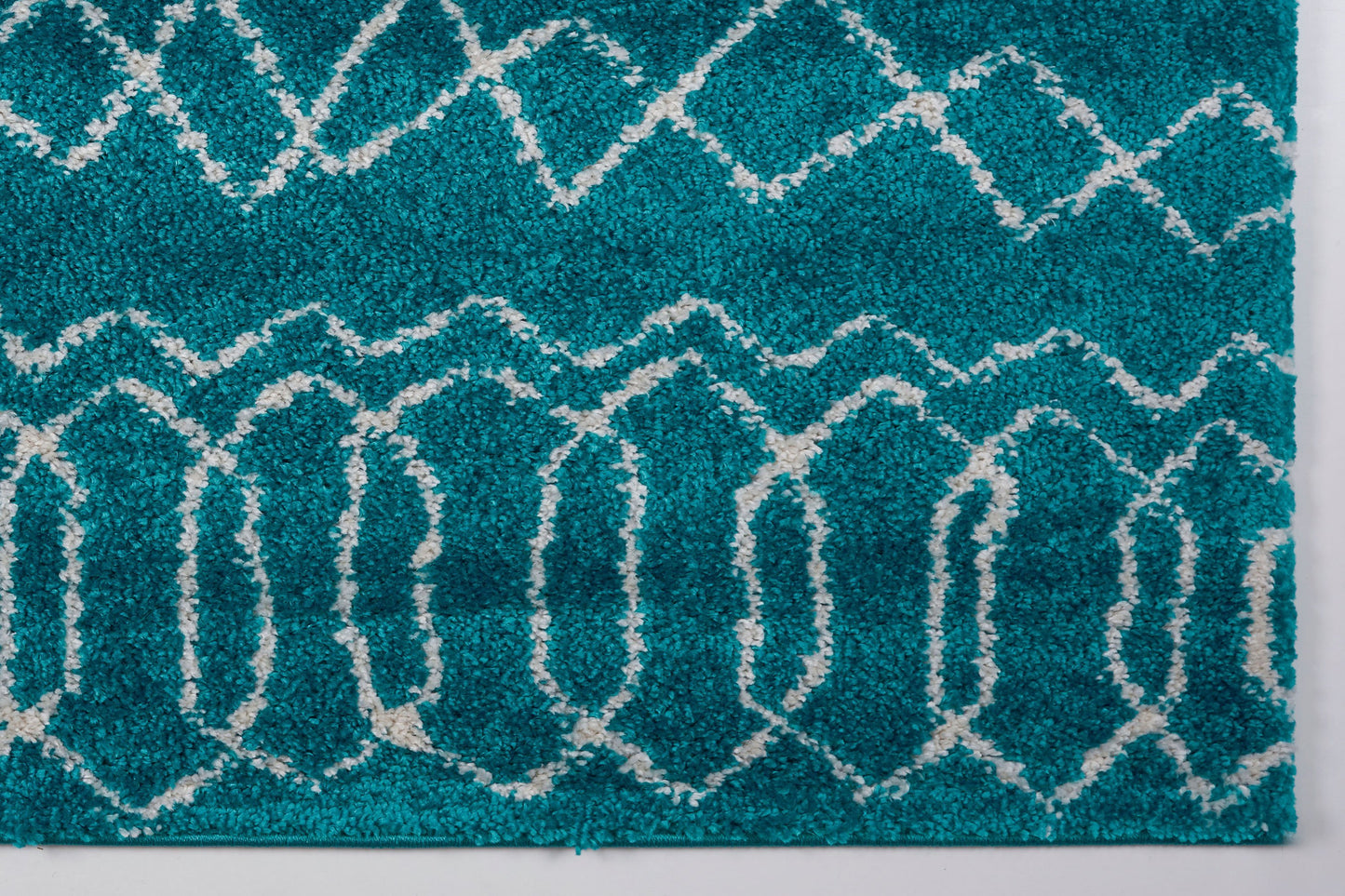 Shaggy Turquoise Ivory Vancouver Area Rug -