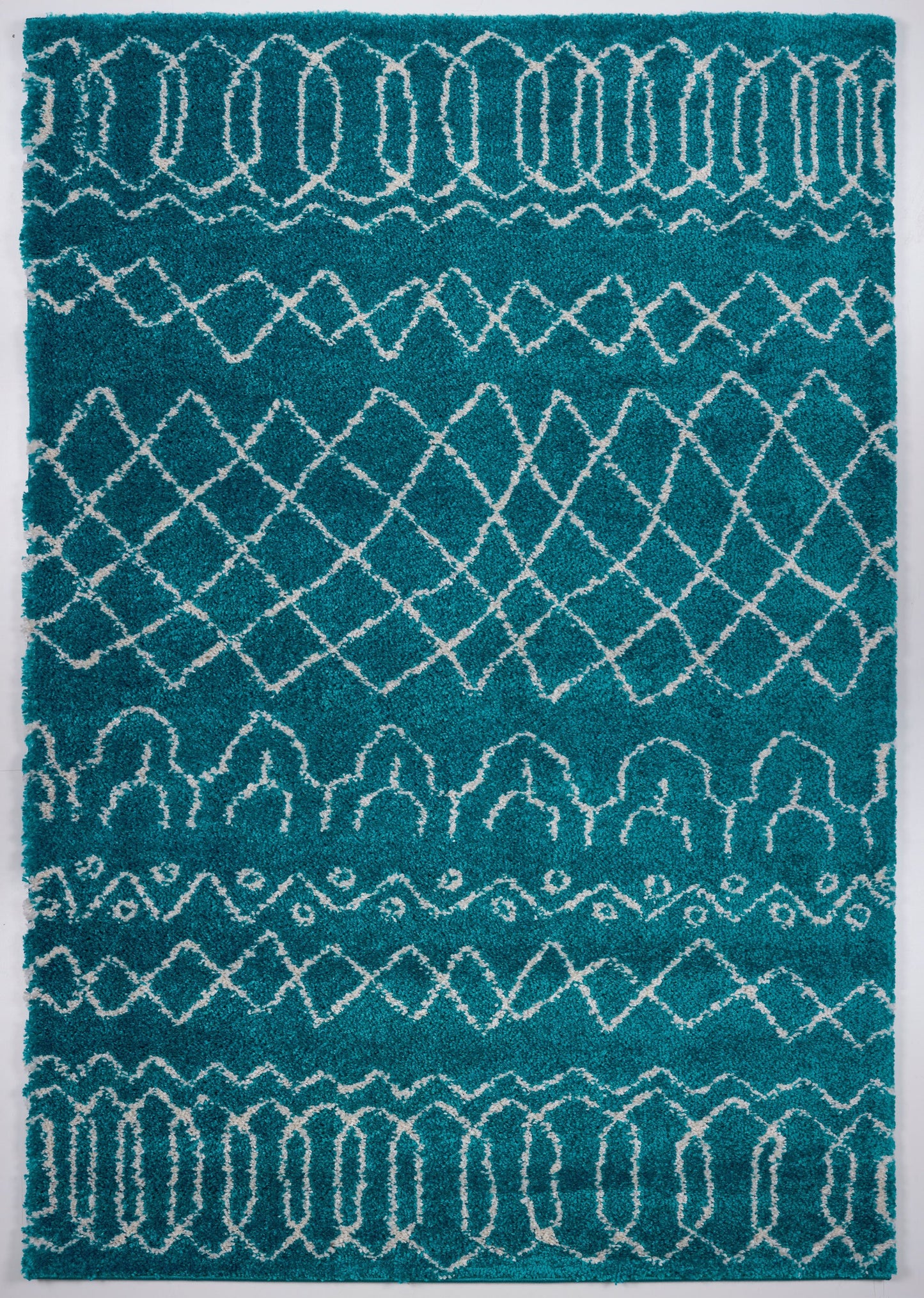 Shaggy Turquoise Ivory Vancouver Area Rug -