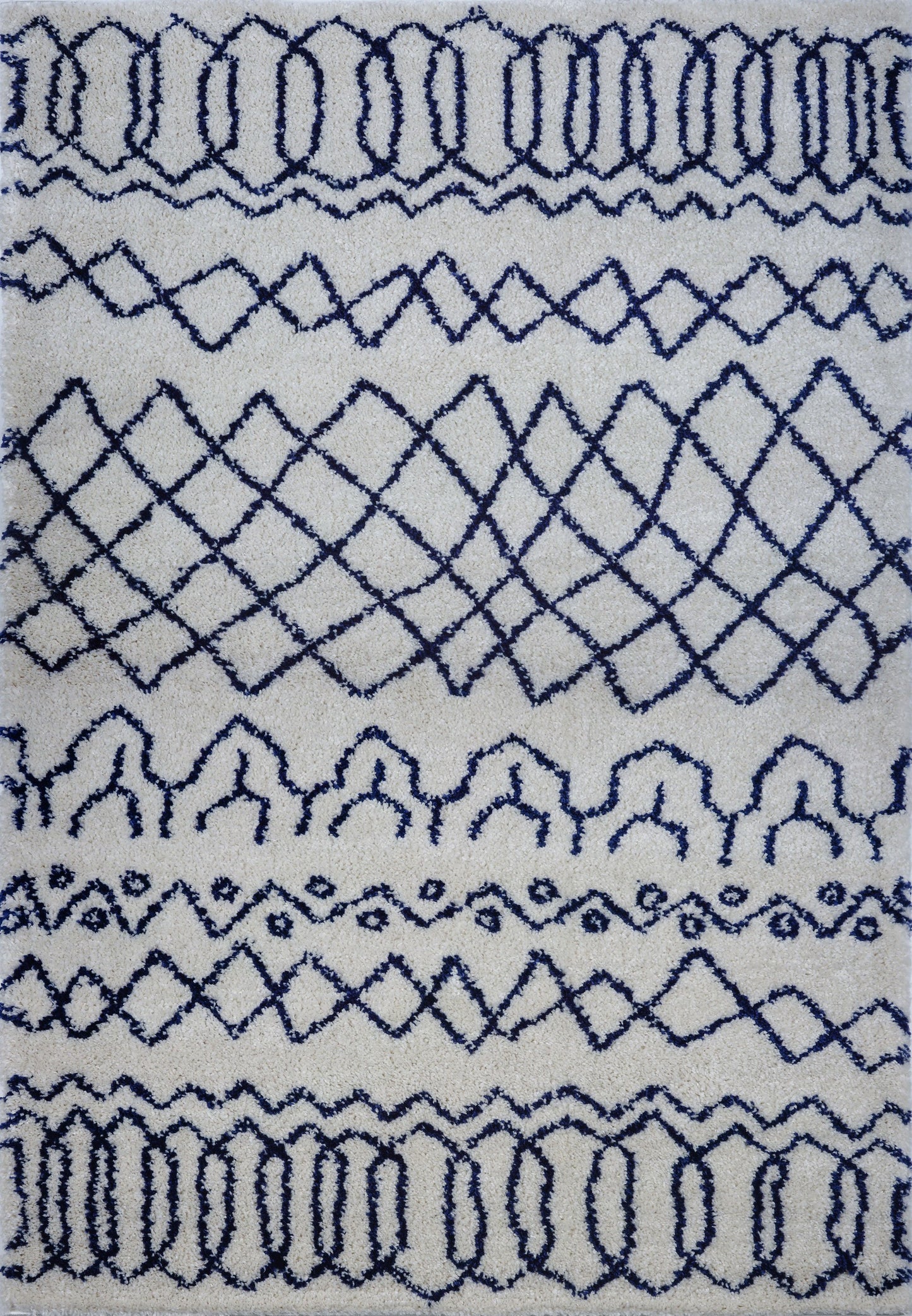 Shaggy Ivory Navy Blue Vancouver Area Rug -