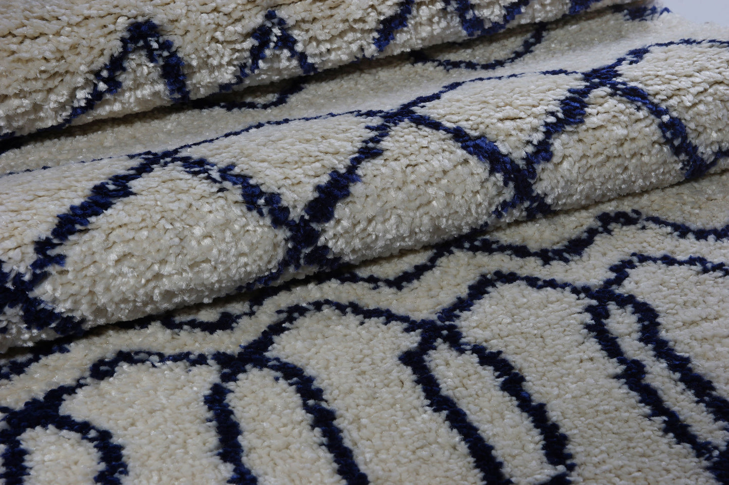 Shaggy Ivory Navy Blue Vancouver Area Rug -