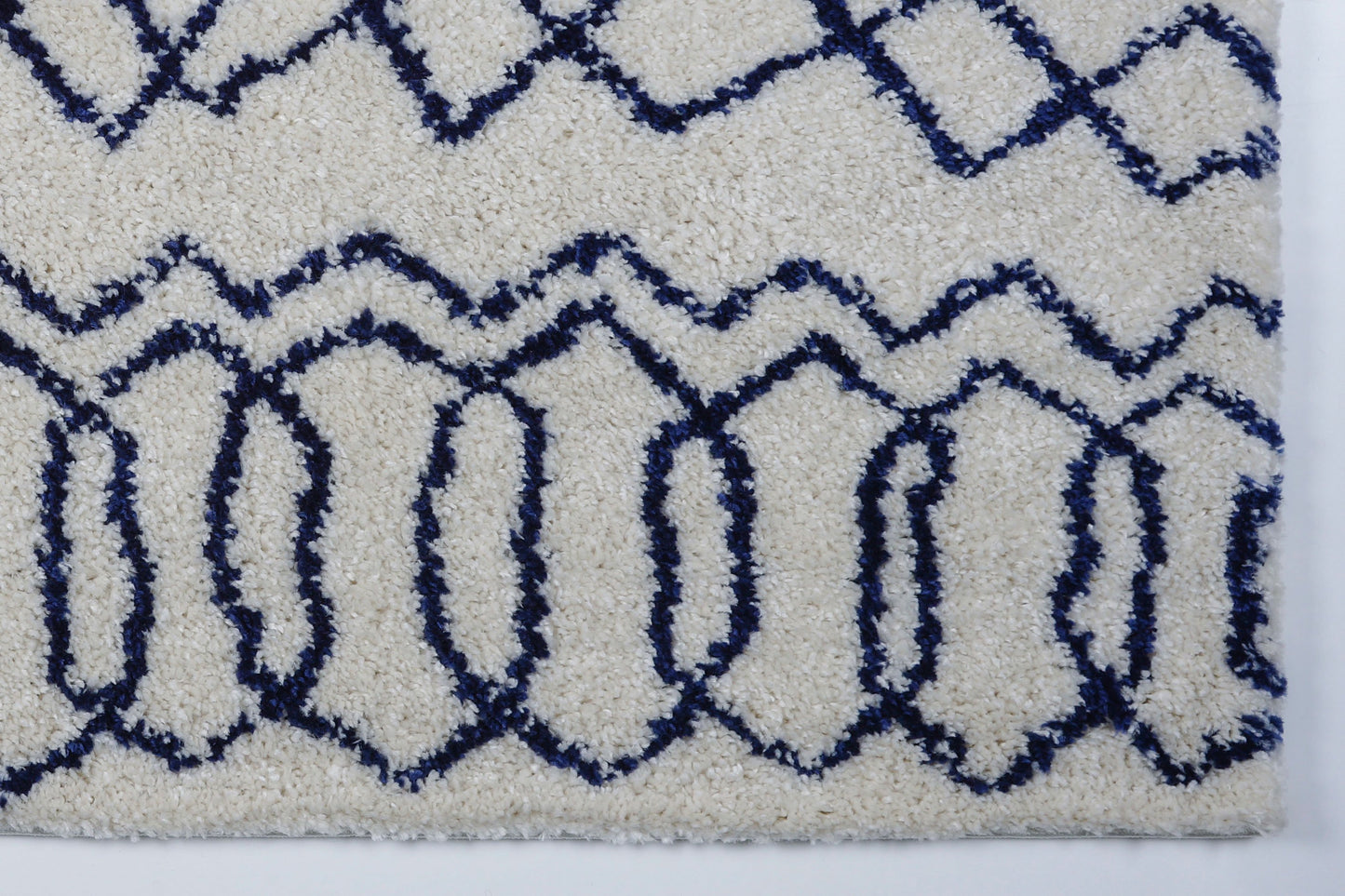 Shaggy Ivory Navy Blue Vancouver Area Rug -