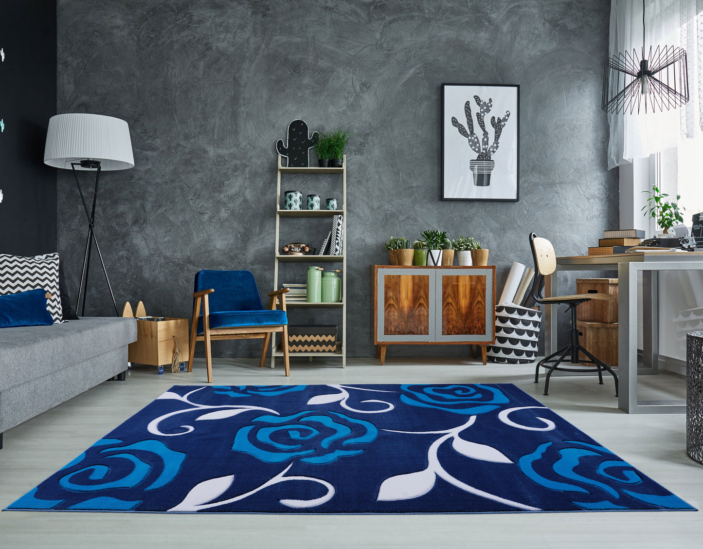 Blue Turquoise Simple Runner Rug