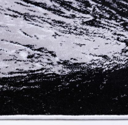 Gray Black Flower Pattern Rug