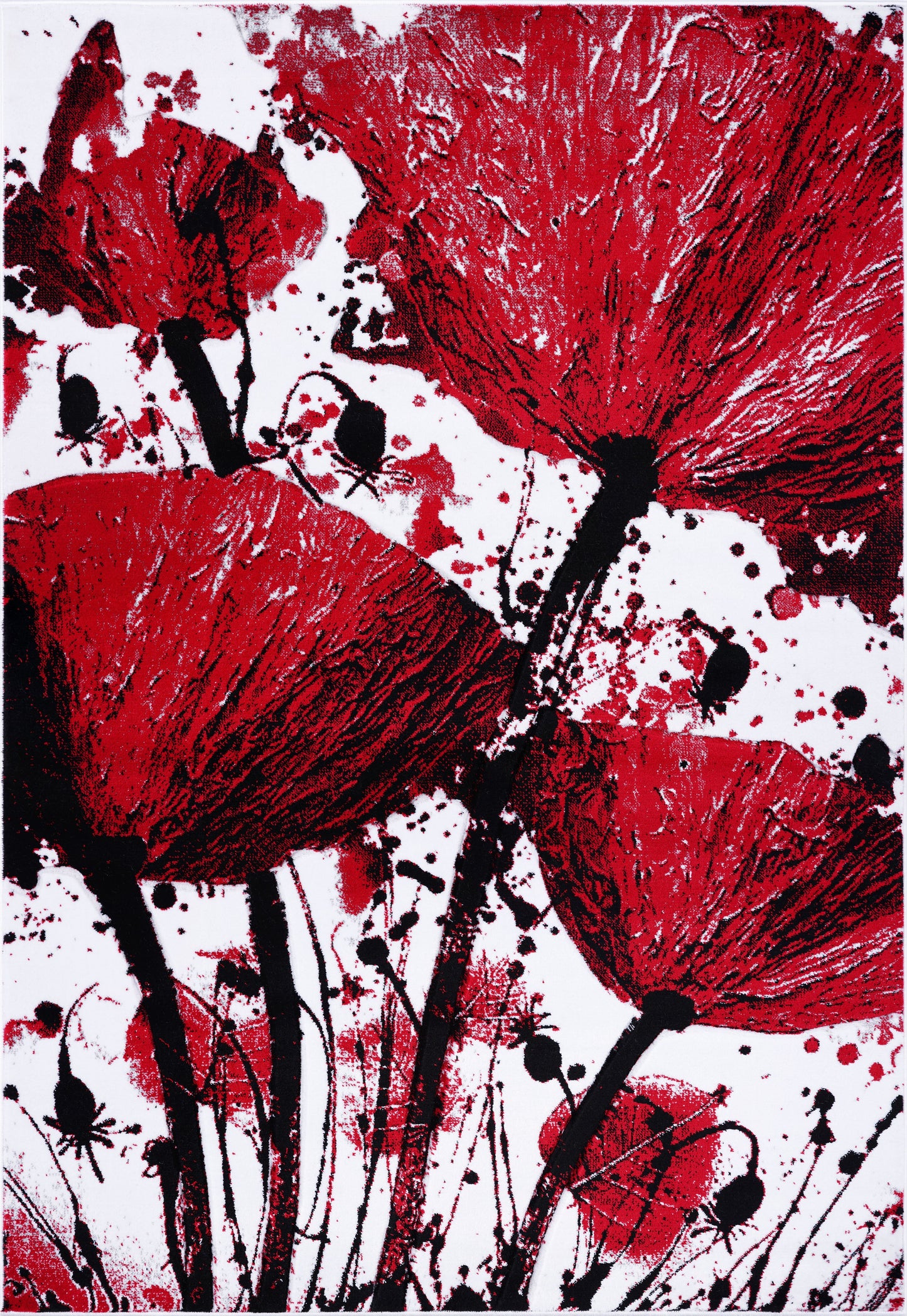 Red Flowers Area Rug