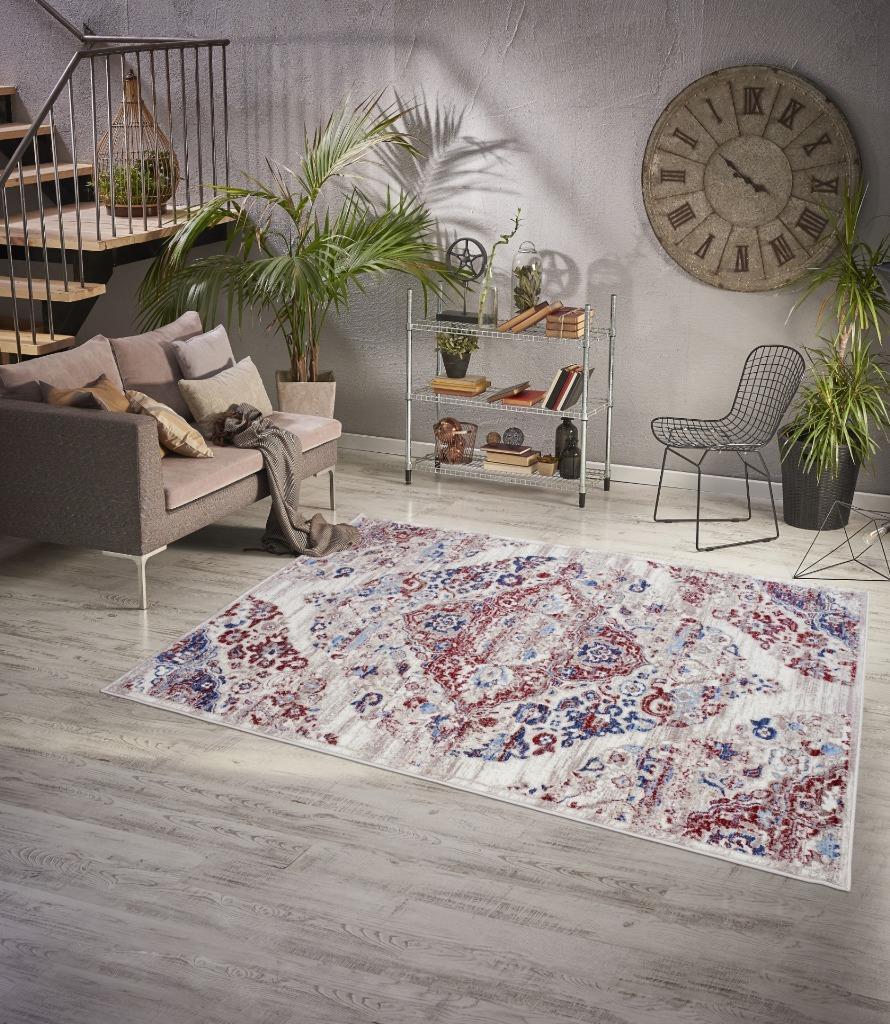 Kentucky Pearl Blue Red Traditional Area Rug