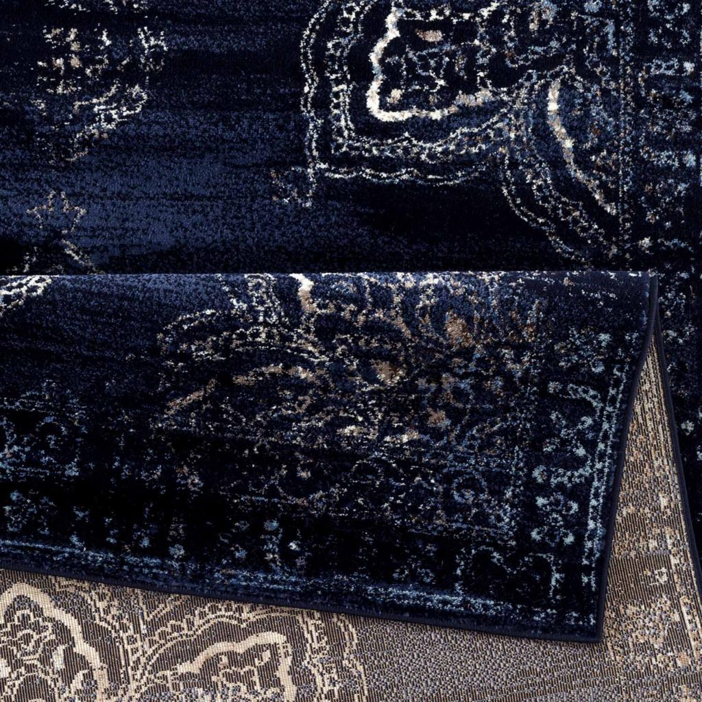 Florida Navy Ivory Traditional Area Rug