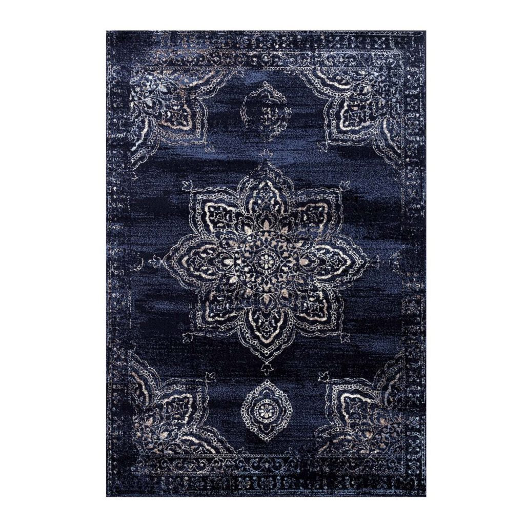 Florida Navy Ivory Traditional Area Rug
